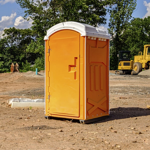 how often are the portable restrooms cleaned and serviced during a rental period in Jamestown VA